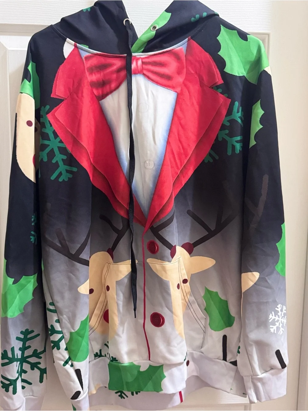 Holiday Reindeer Hoodie Jacket - Red & Green